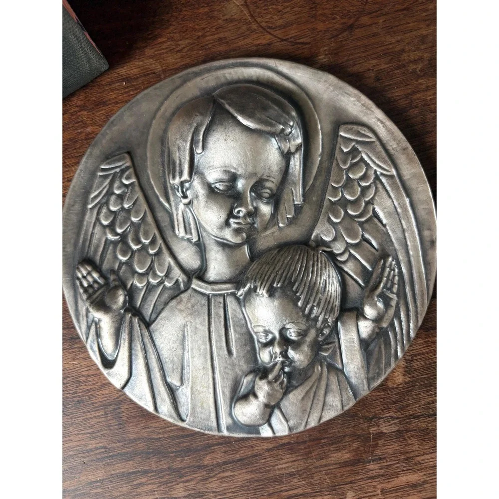 Vintage Pewter Relief Wall Plaques,‎ Set of 2, Made in Spain